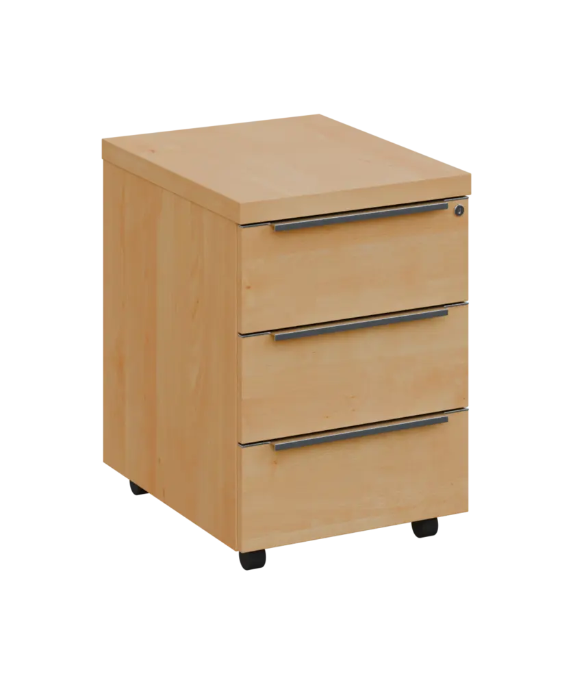 SIKC - 00 kontejner pojízdný, 3-zásuvkový, deska 18 mm, centrální zámek, javor horský